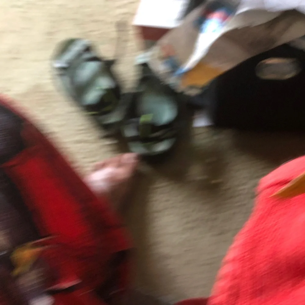 Red wash Cloth  with Colorful Parrot Patch